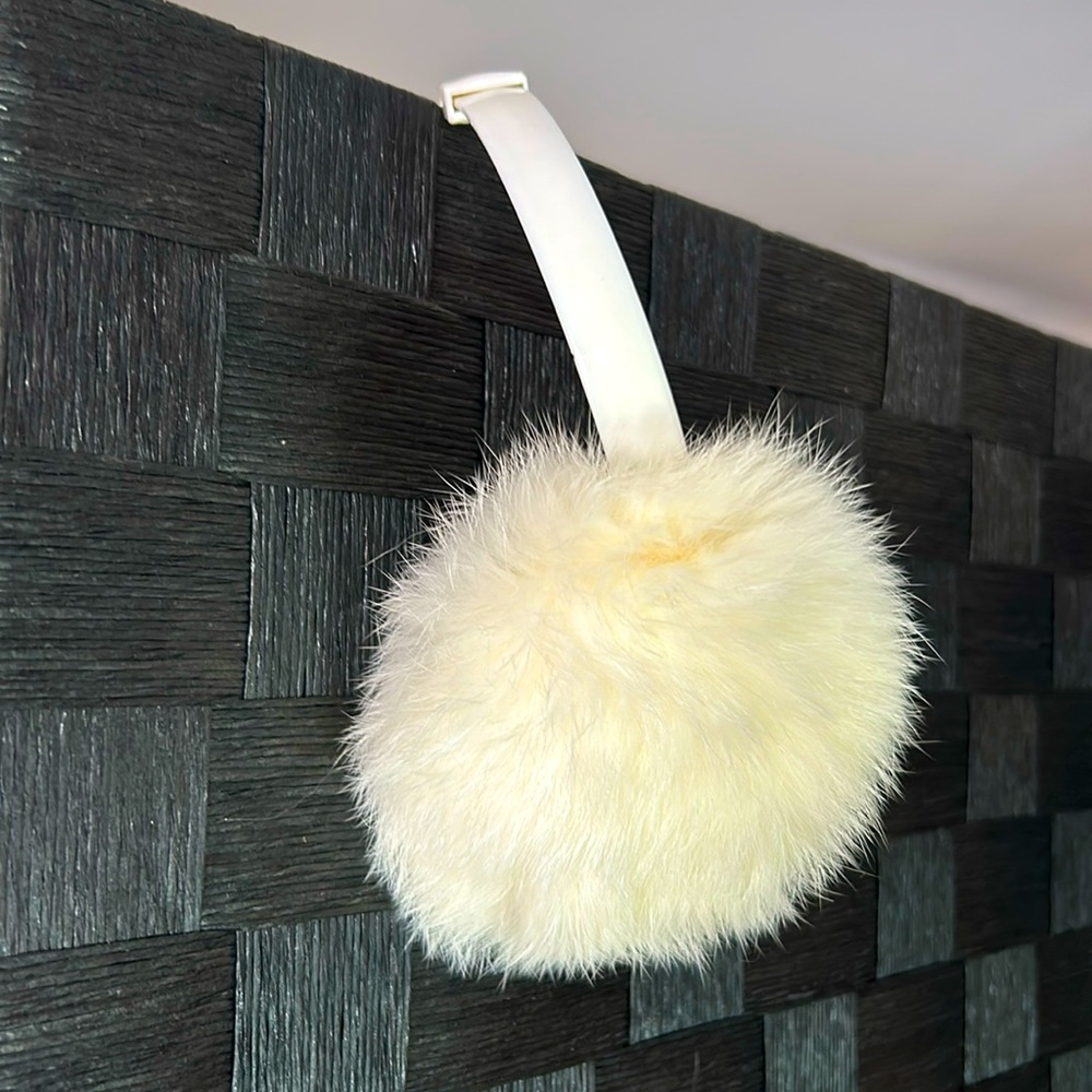 Vintage White Rabbit Fur Adjustable Ear Muffs OS